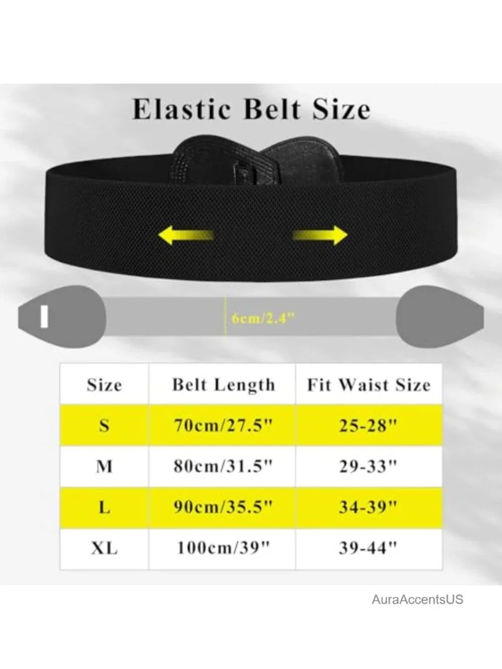 Wide Elastic Dress Belt with Interlock Leather Buckle